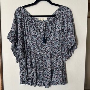 Rewind Black and White Flutter Sleeve Blouse